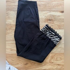 Black Capri Pants with Zebra Print Trim